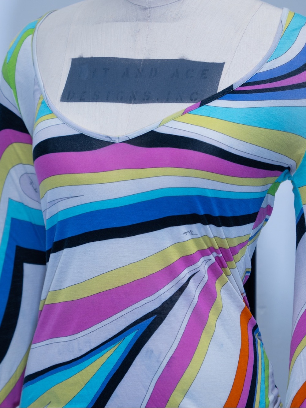 Emilio Pucci Multicolor Striped Scoop-Neck Long Sleeve Top - Picture 3 of 7